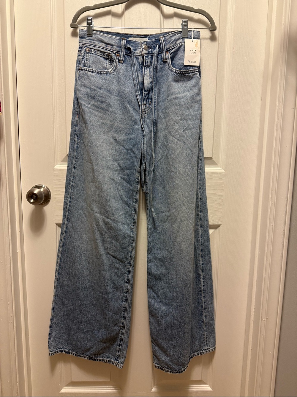 Madewell Airey Denim Faded Light Blue High-Rise Wide Leg Jeans